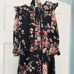 Modest floral black dress